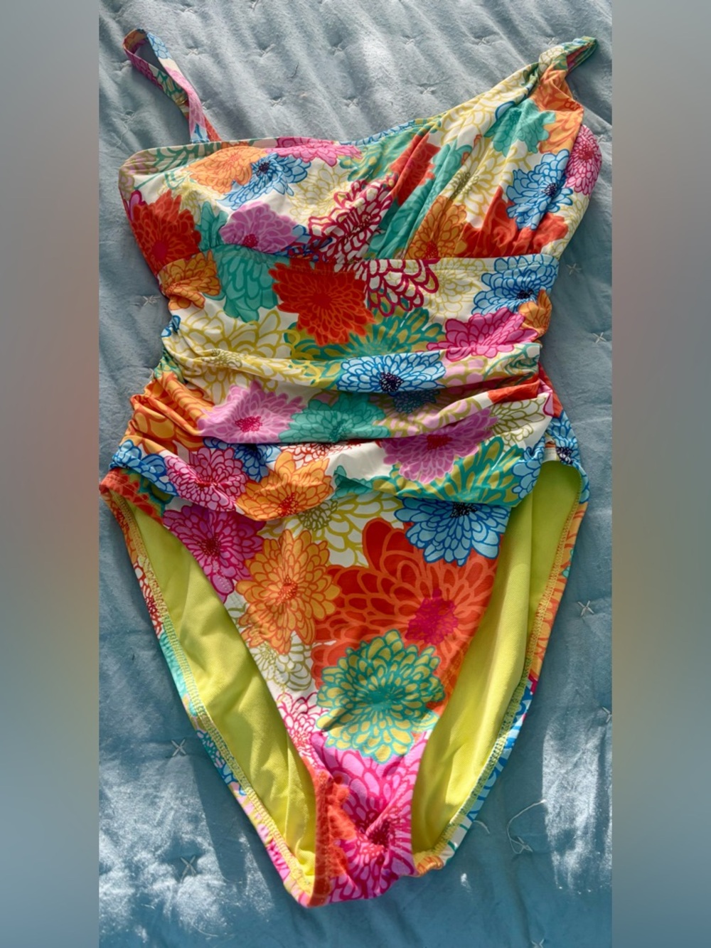 Bleu Rod Beattie Multicolor Floral One-Shoulder Swimsuit